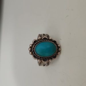 Vintage Navajo Bell Trading Post Turquoise and Sterling Silver Ring